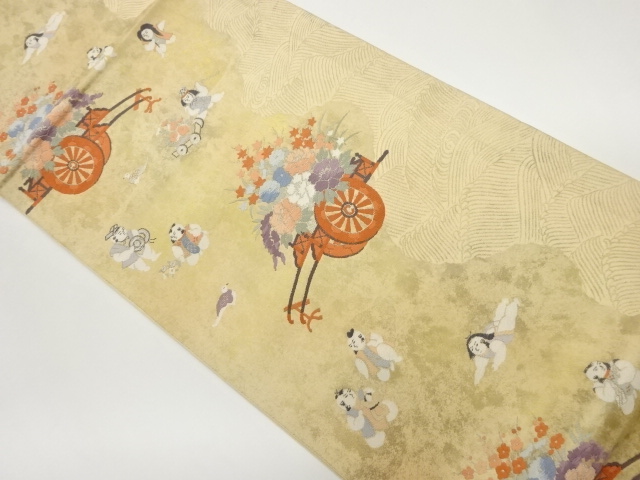 JAPANESE FUKURO OBI / WOVEN FLORAL CART